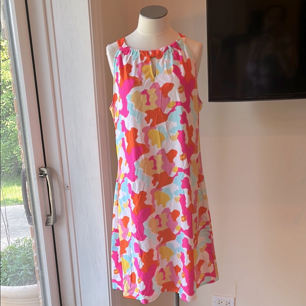 Jude Connally Sleeveless Mini Dress in Pink, Orange, Yellow, Blue